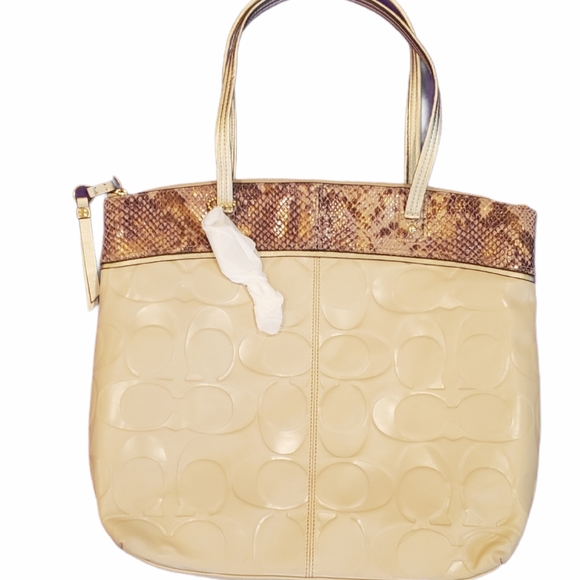 New with Tag, Coach, Leather & Snakeskin, Purse - Picture 1 of 7
